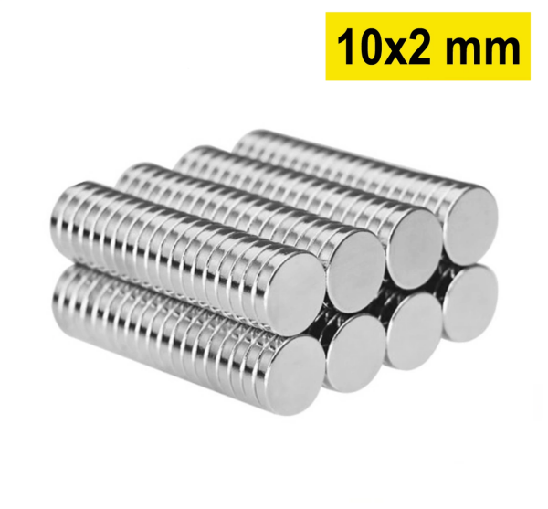 10 Adet 10x2mm Yuvarlak Neodyum Mıknatıs Güçlü Magnet Nikel Kaplamalı ( Lisinya )