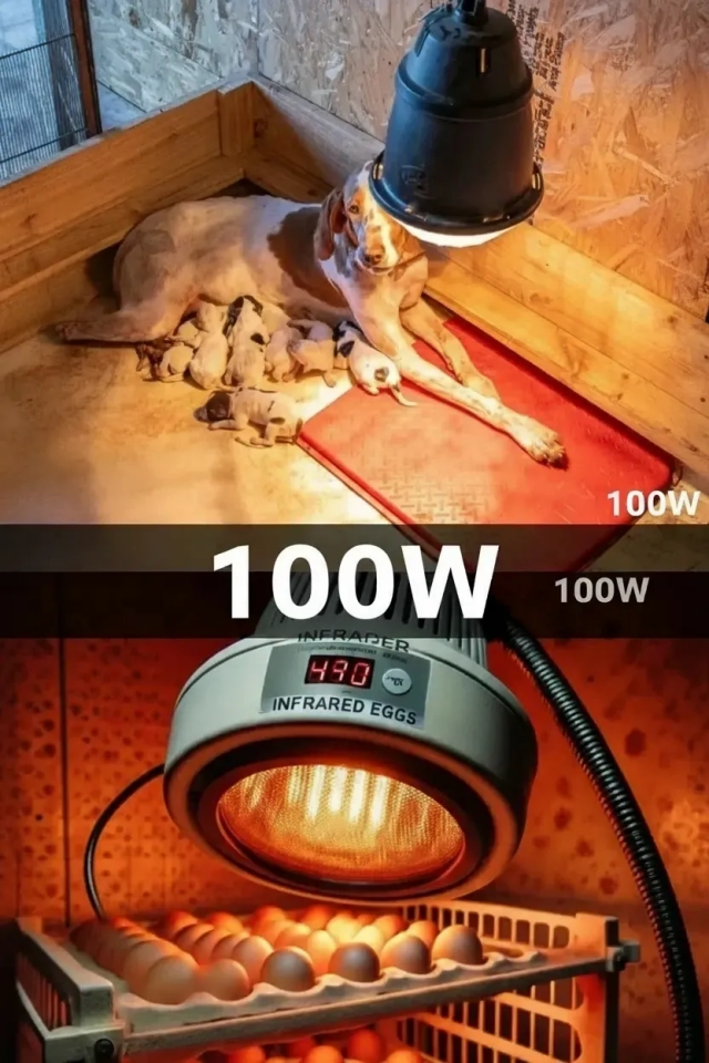 100W Kızılötesi (infrared) Isıtıcılı Hayvan Isıtma ve Kuluçka Lambası (Kırmızı Işık) E27 (Kalın Duy) ( Lisinya )