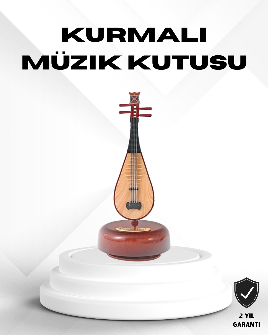 YamanHobi Ud Figürlü Ahşap Görünümlü Dekoratif Müzik Kutusu Kahverengi