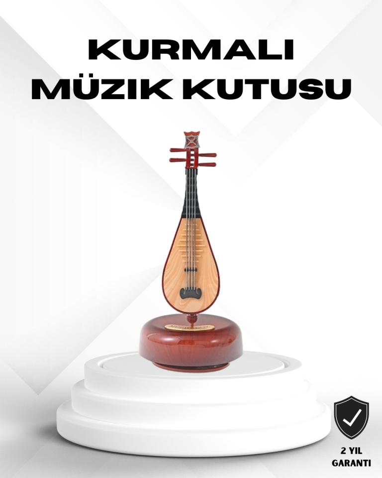 YamanHobi Ud Figürlü Ahşap Görünümlü Dekoratif Müzik Kutusu Kahverengi