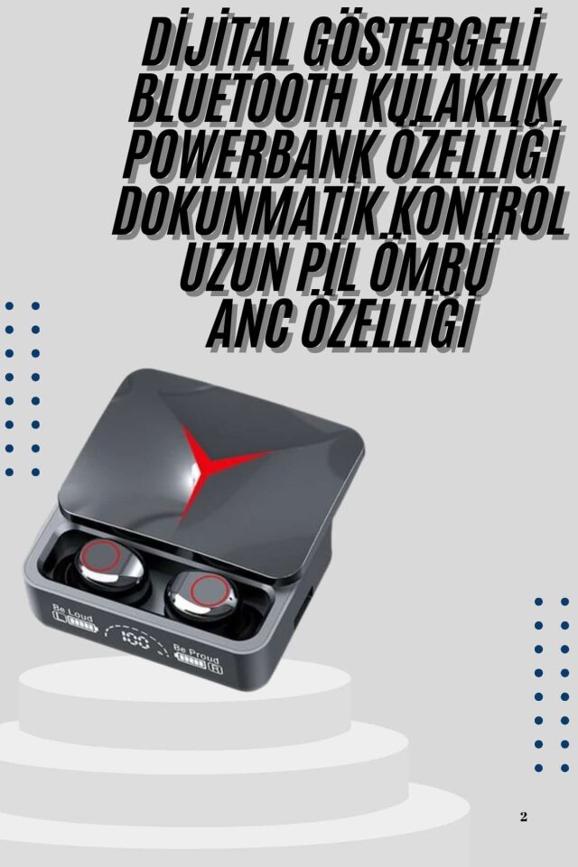 YamanHobi Bluetooth Kulaklık Powerbank Özellikli Kablosuz TWS Kulaklık-Siyah
