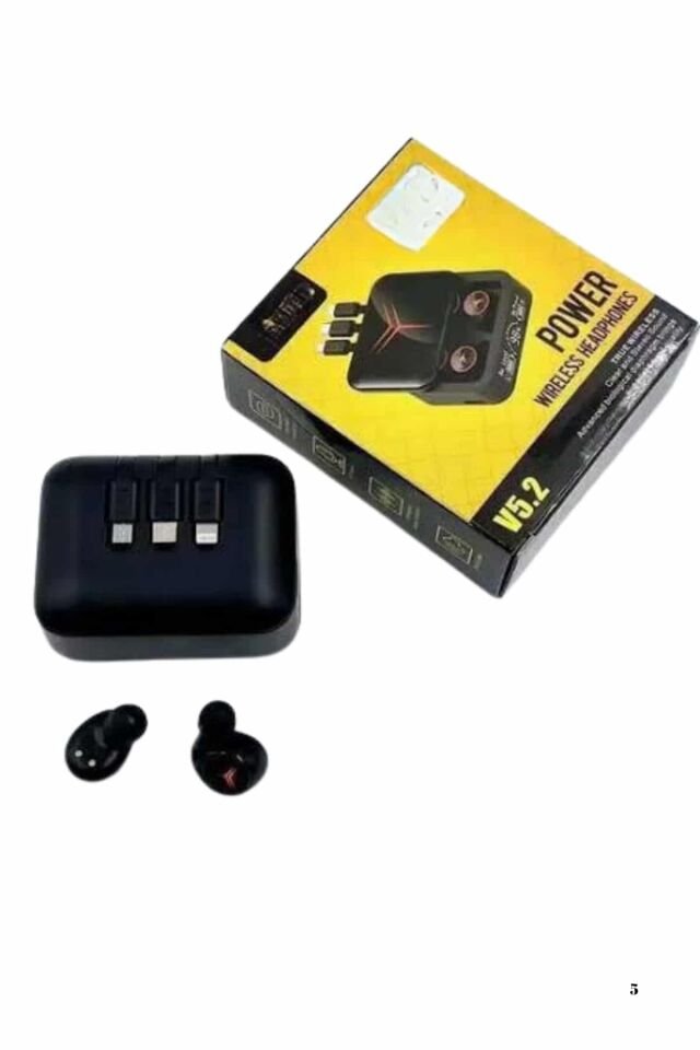 YamanHobi Bluetooth Kulaklık Powerbank Özellikli Kablosuz TWS Kulaklık-Siyah