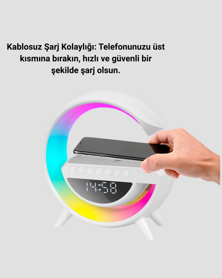 15W Hızlı Şarj Destekli LED Atmosfer Işığı ve Alarm Fonksiyonlu Lamba - Lisinya