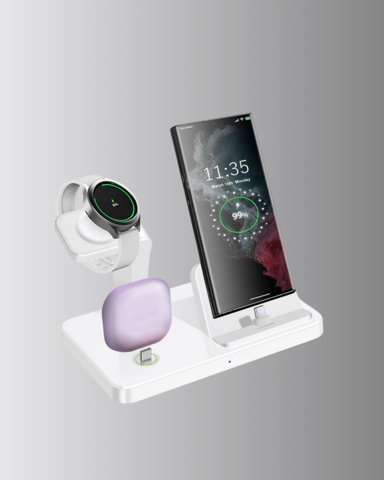 YamanHobi 4'ü 1 Arada Kablosuz Şarj İstasyonu Telefon Saat ve Kulaklık Standı