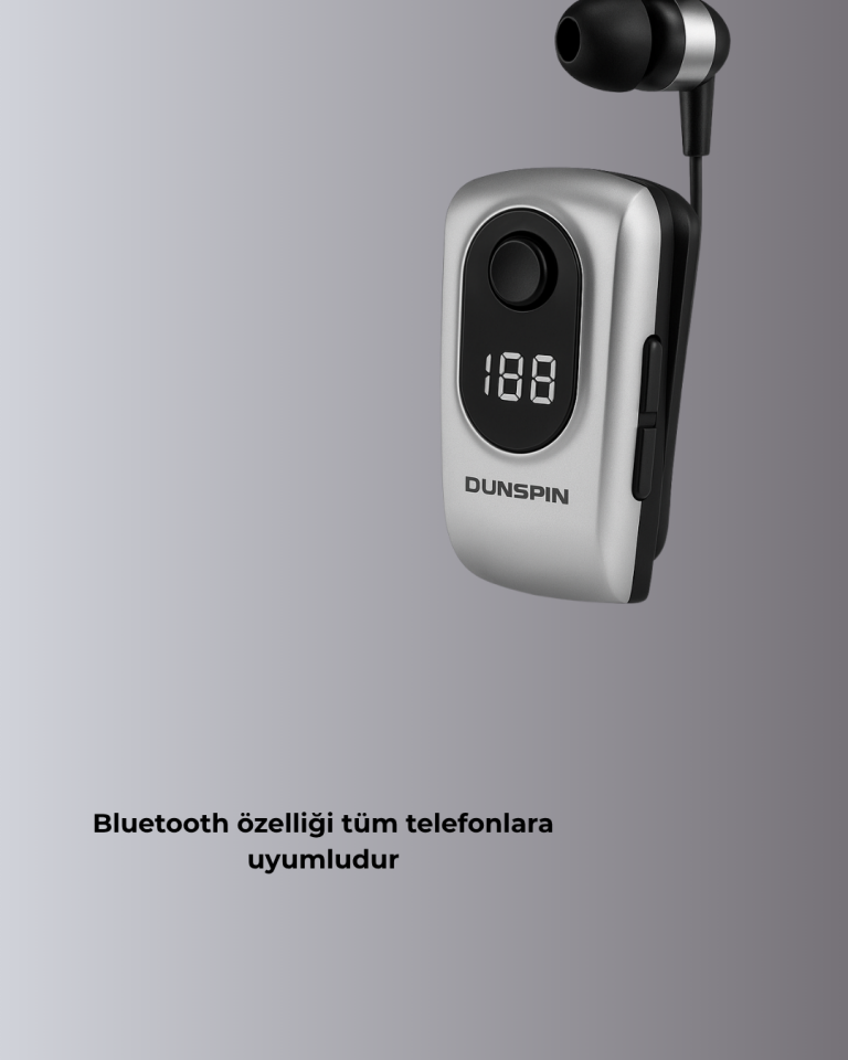 YamanHobi Bluetooth Kulaklık Klipsli Dijital Göstergeli Mikrofonlu Kablosuz Kulaklık