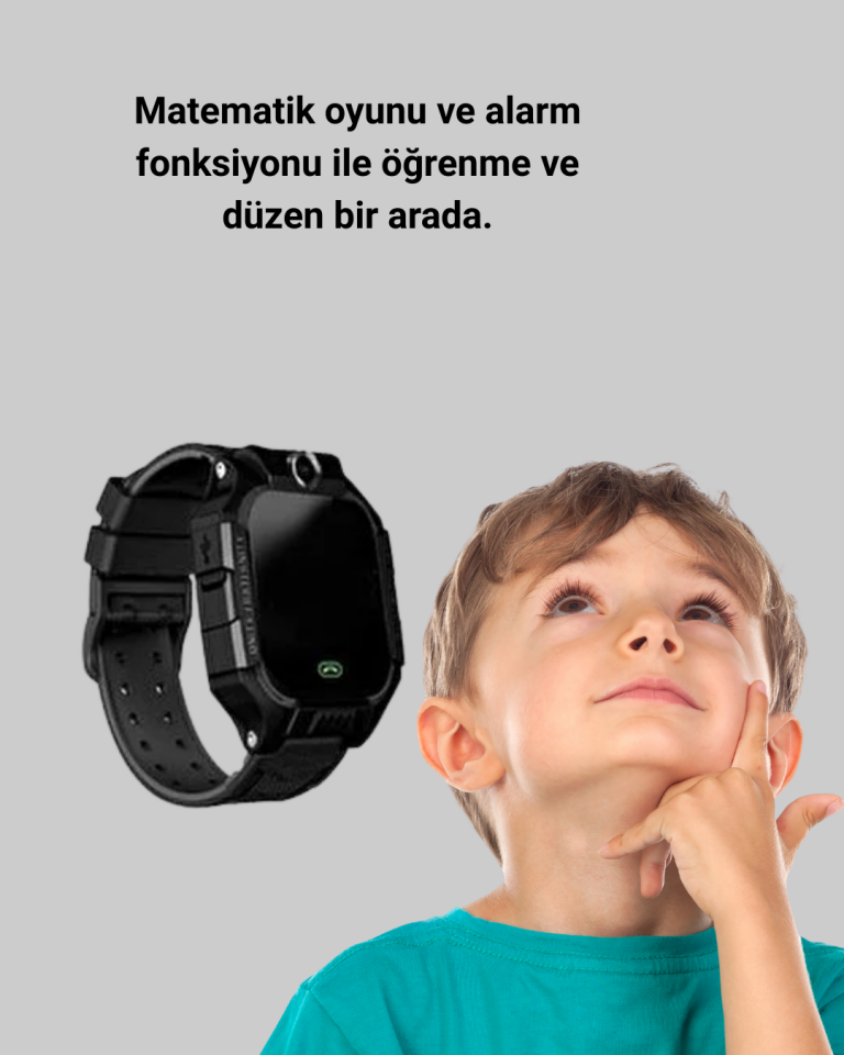 S10 Akıllı Çocuk Saati Siyah Tasarım Adımsayar ve Alarm Fonksiyonu - Lisinya