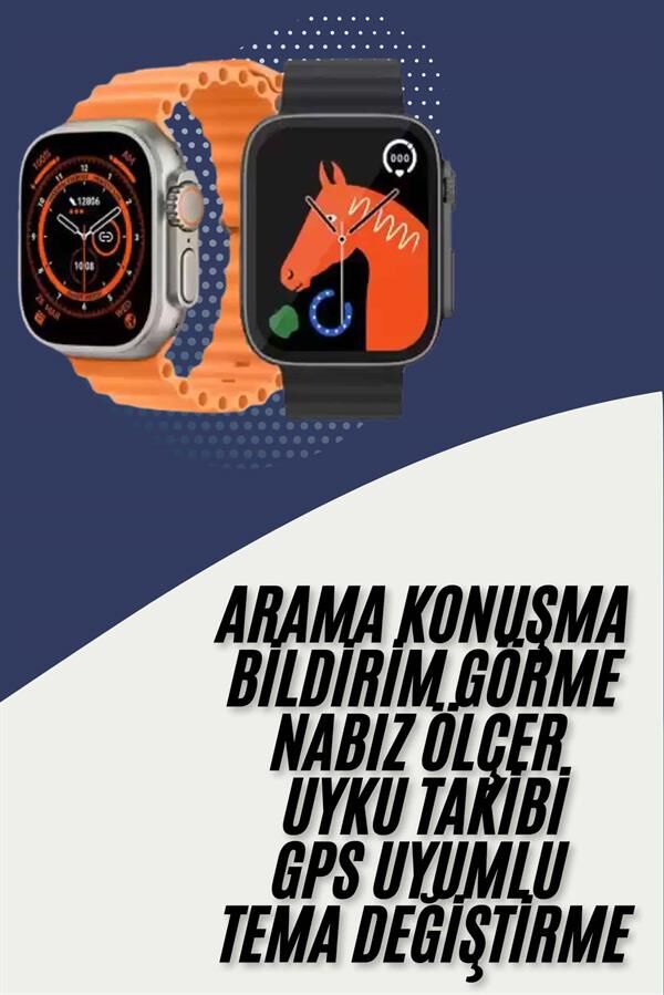 Akıllı Saat Kordon Hediyeli Güçlü Batarya Kapasiteli Titreşimli Bildirim Görme Unisex - Lisinya