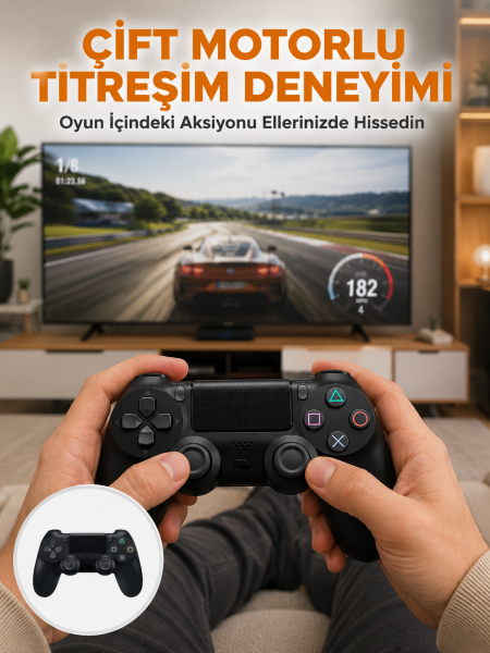 Kablosuz Titreşimli Oyun Kolu – Yüksek Hassasiyetli Analog Kontrol ve Ergonomik Tutma Yeni Nesil - Lisinya