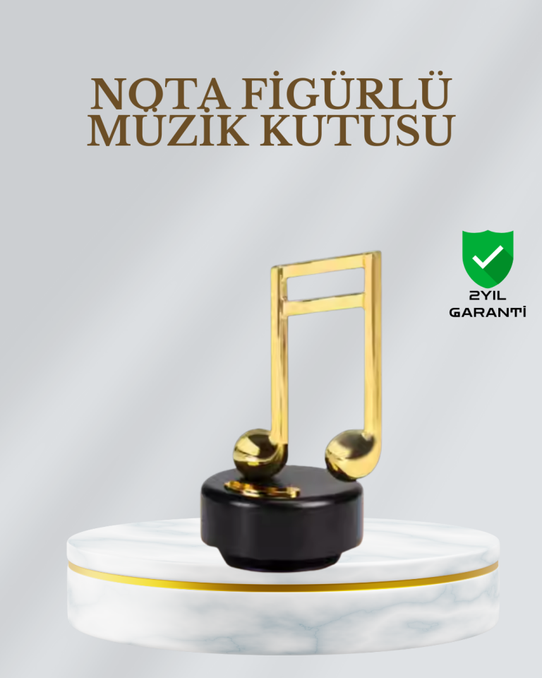 Dönen Nota Figürlü Müzik Box Işıltılı Dekoratif Tasarım - Lisinya