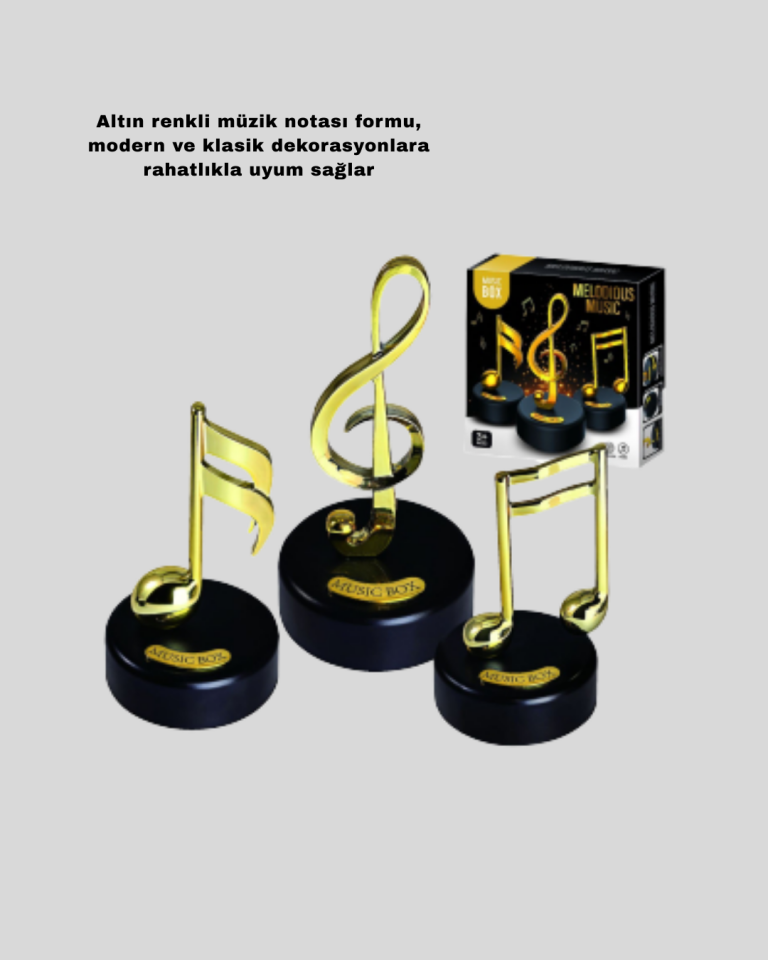 Altın Nota Temalı Müzik Kutusu  Müzikli Hediyelik - Lisinya