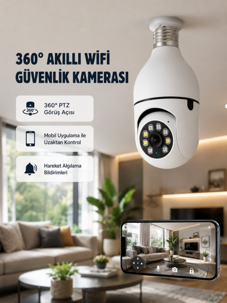 360 Derece Dönebilen Akıllı Duylu Kamera – PTZ, Uzaktan Kontrol, Hareket Algılama - Lisinya