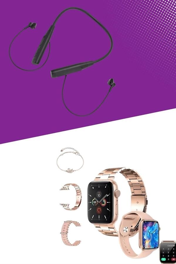 Bluetooth Kulaklık ve Bileklik Hediyeli Yeni Nesil Akıllı Saat 3 Kordonlu
