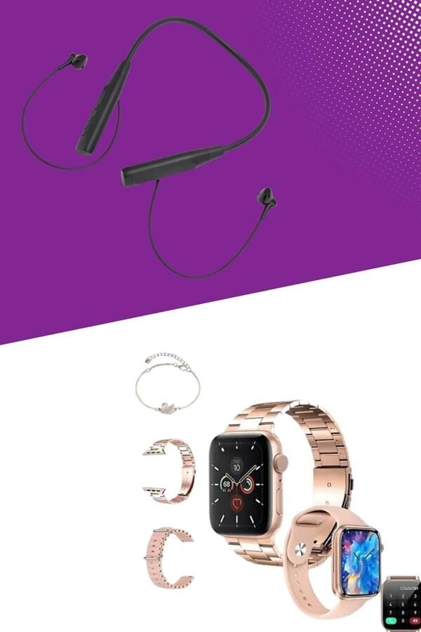 Bluetooth Kulaklık ve Bileklik Hediyeli Yeni Nesil Akıllı Saat 3 Kordonlu