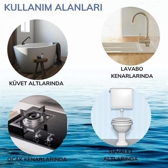 6 lı Su Sızdırmaz Banyo Mutfak Lavabo Küvet İzolasyon Şerit Bant Pratik Ürün ( Lisinya )