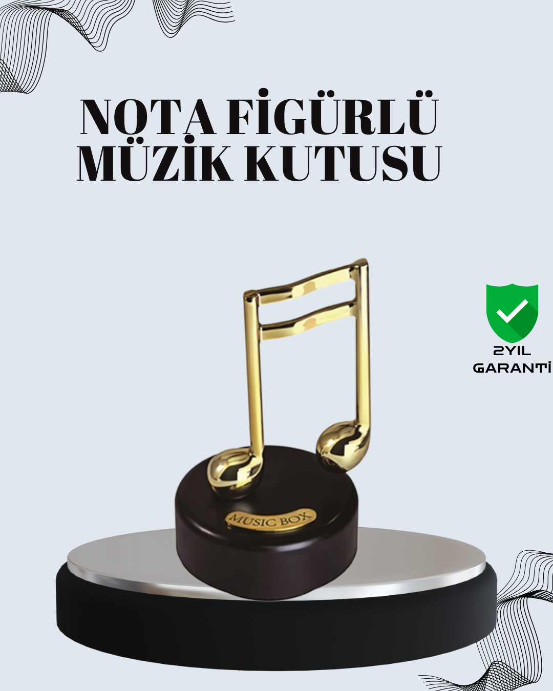 YamanHobi Altın Nota Figürlü Melodili Müzik Kutusu
