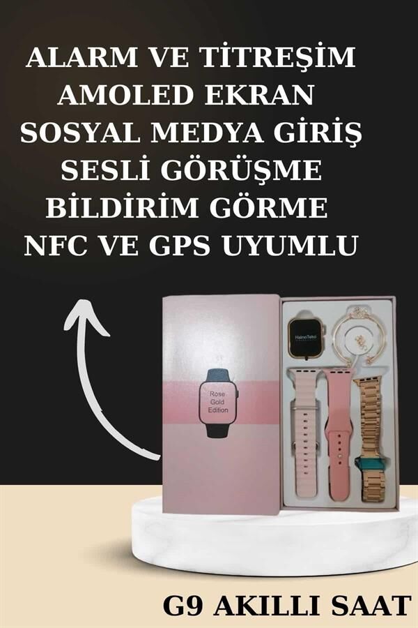 Hediye Bileklikli Akıllı Saat ve Dijital Göstergeli Bluetooth Kulaklık Çoklu Şarj Girişi