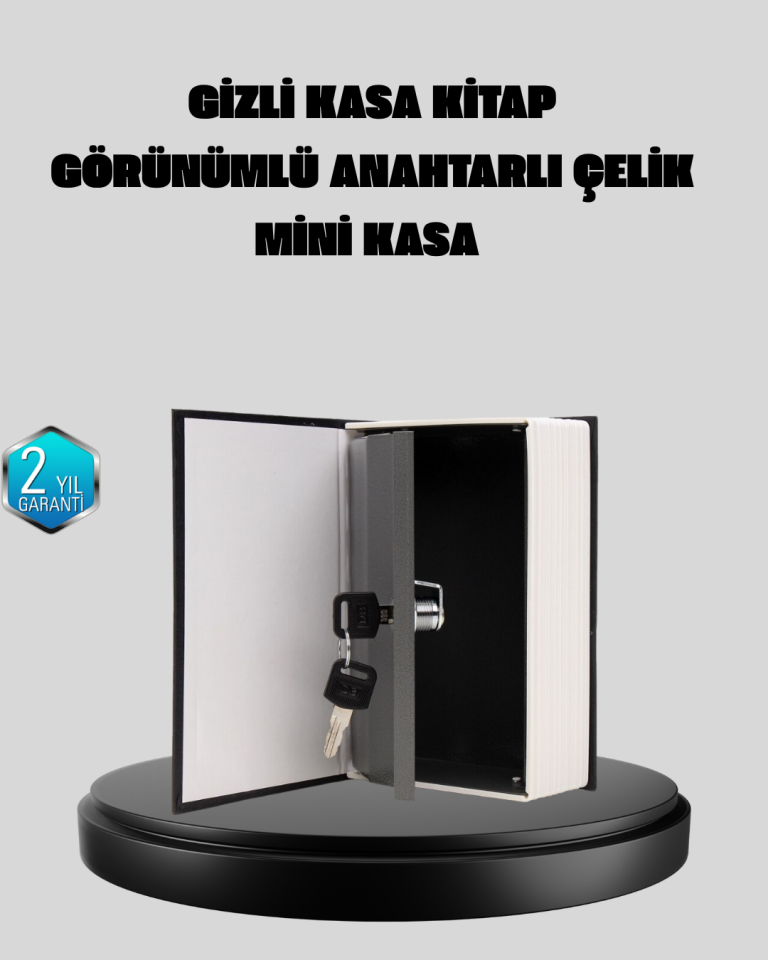 Anahtarlı Gizli Kitap Kasa – Metal İç Yapı, Kamuflajlı Sözlük Tasarım - Lisinya