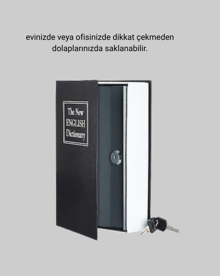 Anahtarlı Gizli Kitap Kasa – Metal İç Yapı, Kamuflajlı Sözlük Tasarım - Lisinya