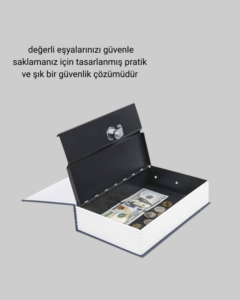 Anahtarlı Gizli Kitap Kasa – Metal İç Yapı, Kamuflajlı Sözlük Tasarım - Lisinya