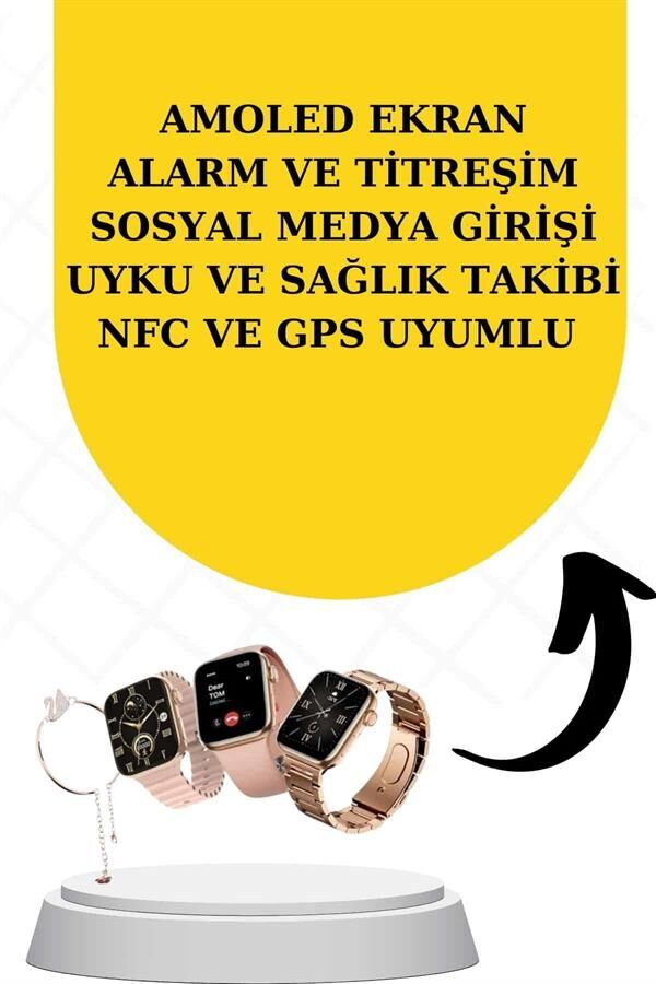 Bileklikli Amoled Ekran Akıllı Saat ve Dijital Göstergeli Kablosuz Bluetooth Kulaklık