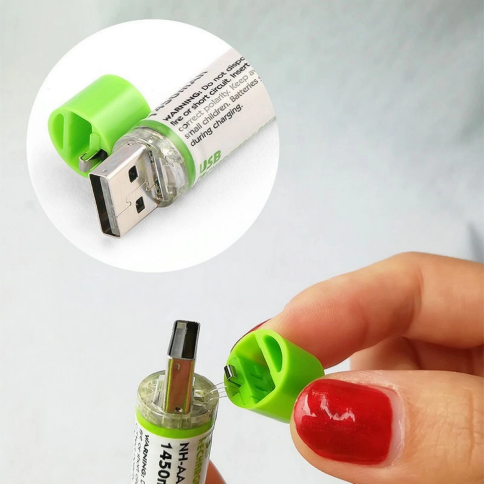Usb ile Şarj Olabilen 2 li 1450 mah Lityum Şarjlı Kalem Pil ( Lisinya )