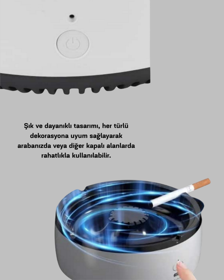 Hava Temizleyici Küllük – Sigara Dumanı Filtreli, Sessiz Çalışan, Şık Tasarım - Lisinya