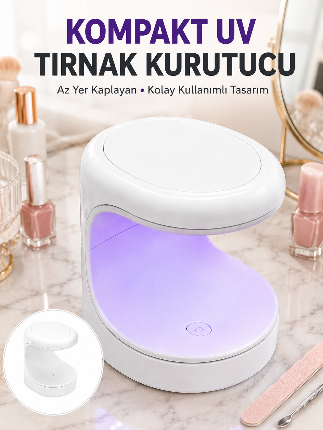 Seyehat Tipi Mini Oje Kurutucu Ultraviole Mor Işık Protez Tırnak Kurutucu Yeni Nesil - Lisinya