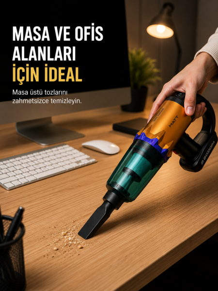 Kablosuz Araç Süpürgesi Yıkanabilir Filtreli Taşınabilir El Tipi Süpürge - Lisinya