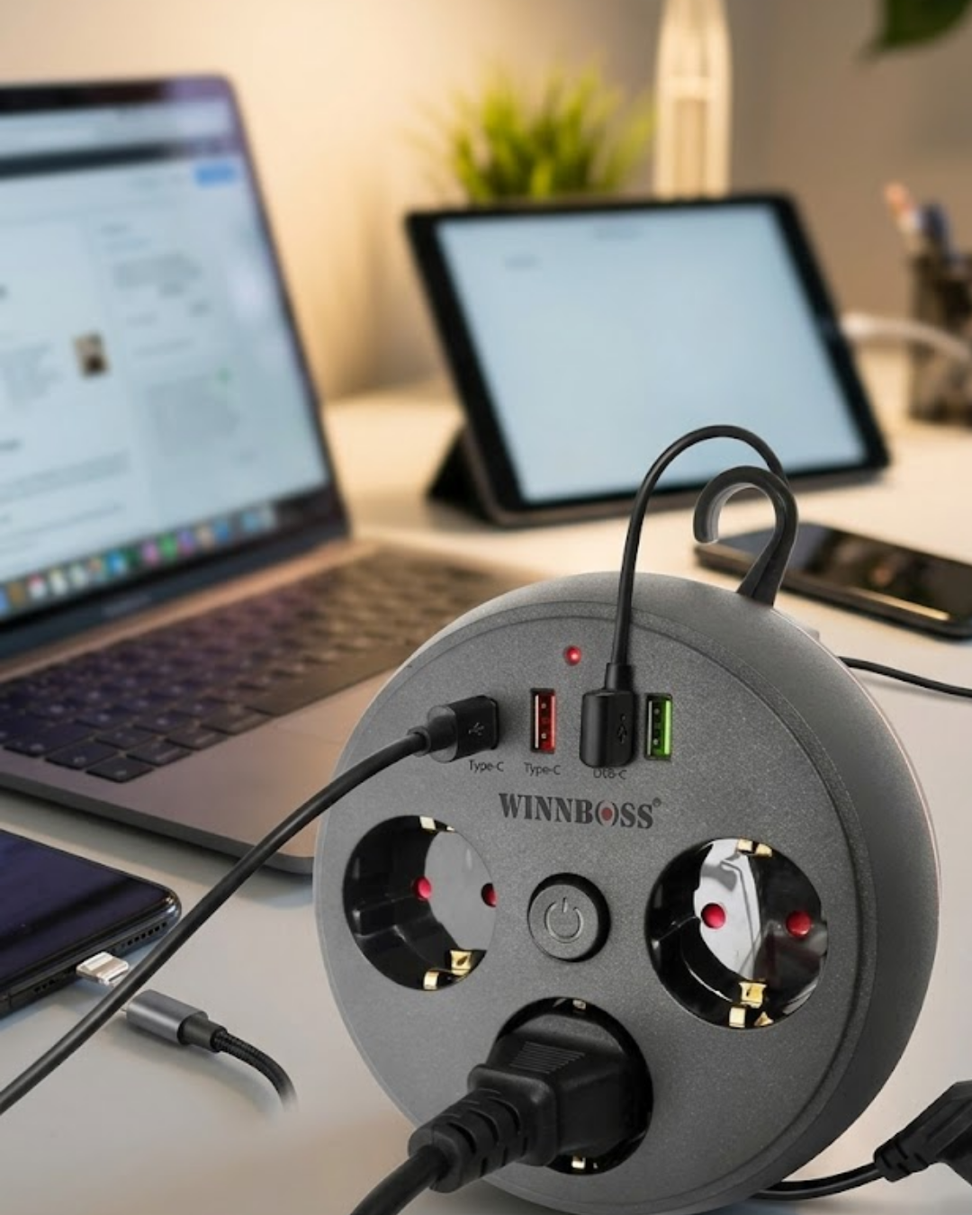 Çoklu Priz Akım Koruma 3 Soket 3 USB Type C Hızlı Şarj 2m Uzatma Kablosu - Lisinya