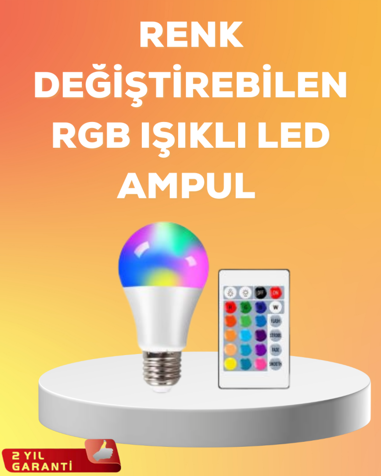 RGB Uzaktan Kumandalı LED Ampul 16 Renk A Kalite 2025 Model Orijinal - Lisinya