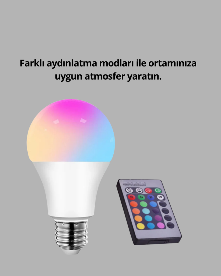 RGB Uzaktan Kumandalı LED Ampul 16 Renk A Kalite 2025 Model Orijinal - Lisinya