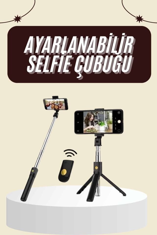 Cep Telefonu Tripod Standı Manyetik Selfie Sopa Bluetooth Uzaktan Kumandalı - Lisinya