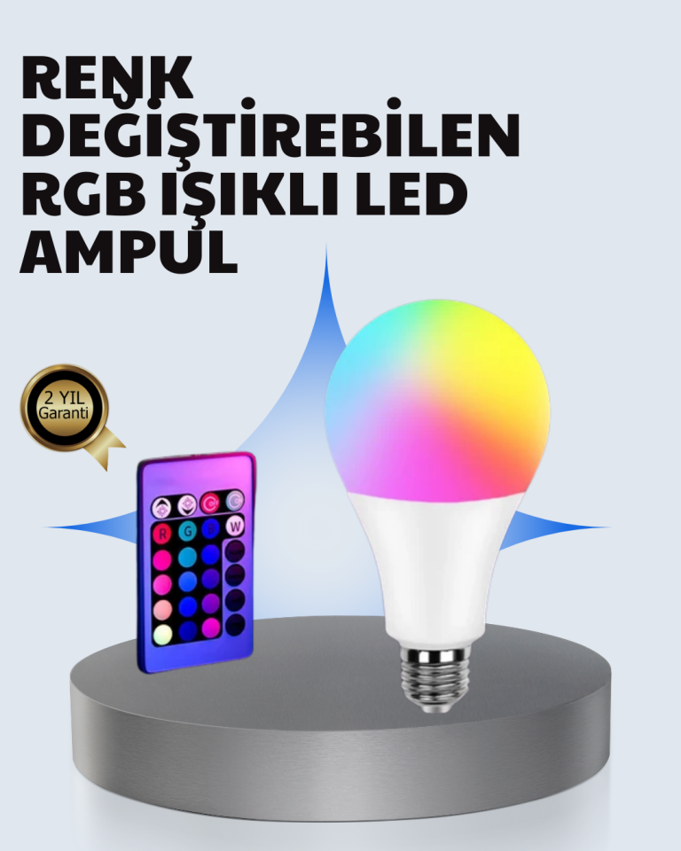 A Kalite 2025 RGB LED Ampul Uzaktan Kumandalı 16 Renkli Lamba - Lisinya