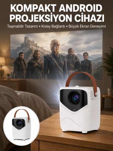Projeksiyon Ev Sineması Bluetooth 4k HD Kaliteli Görüntü Kumandalı Yeni Nesil - Lisinya