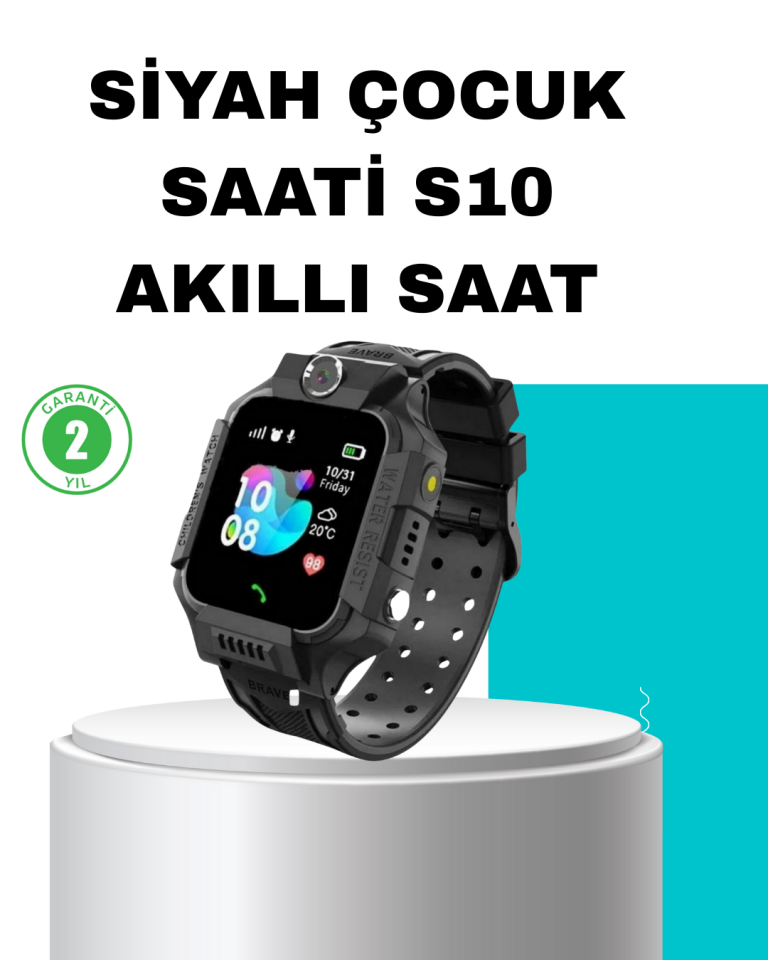 S10 Siyah Akıllı Çocuk Saati Konum Takip ve Güvenlik Özellikli - Lisinya