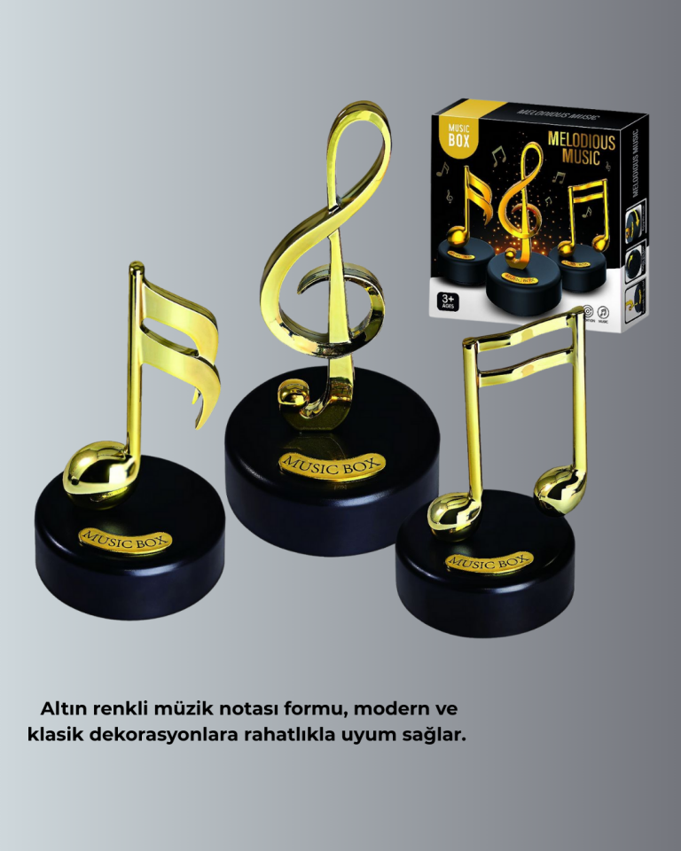 YamanHobi Altın Sol Anahtarı Figürlü Dönen Müzik Kutusu