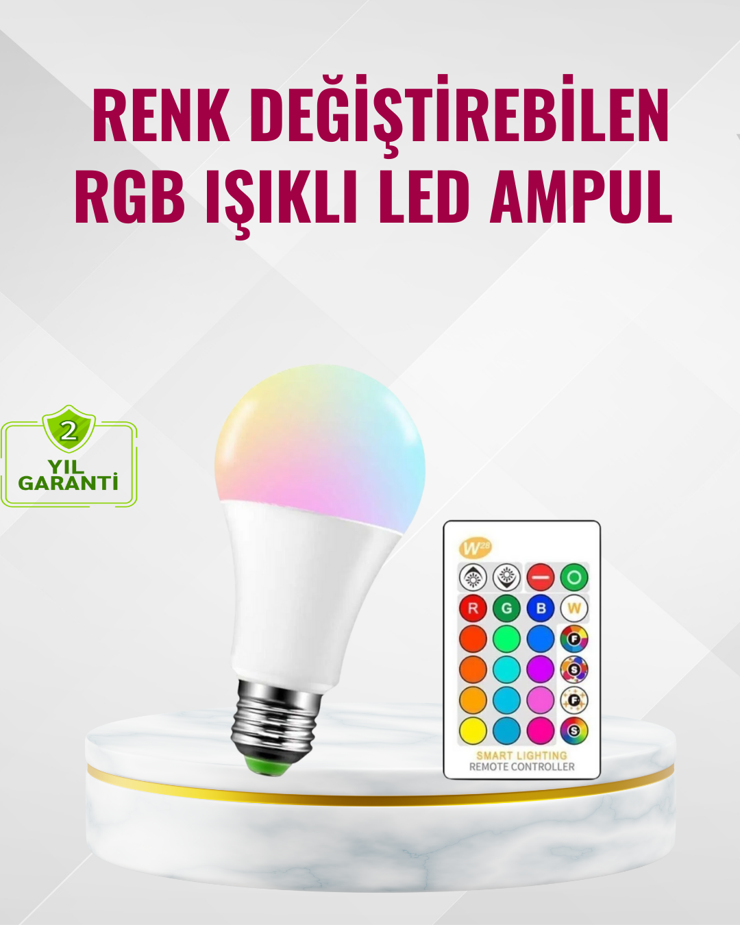 RGB Uzaktan Kumandalı LED Ampul 16 Renk Dekoratif Aydınlatma - Lisinya