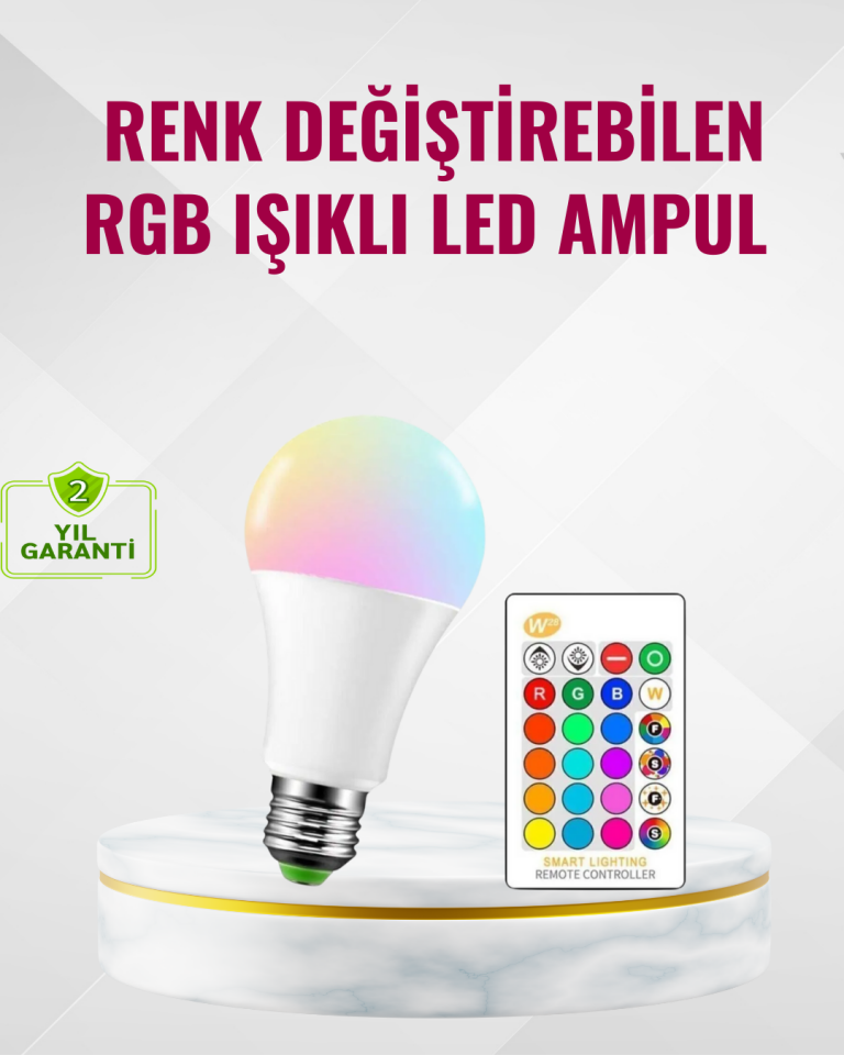 RGB Uzaktan Kumandalı LED Ampul 16 Renk Dekoratif Aydınlatma - Lisinya