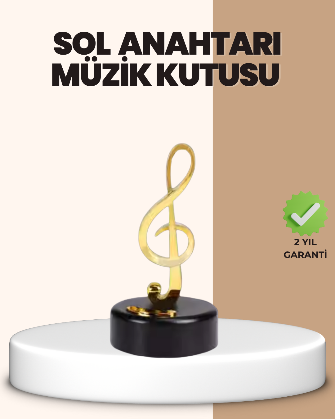 YamanHobi Altın Sol Anahtarı Figürlü Dönen Müzik Kutusu