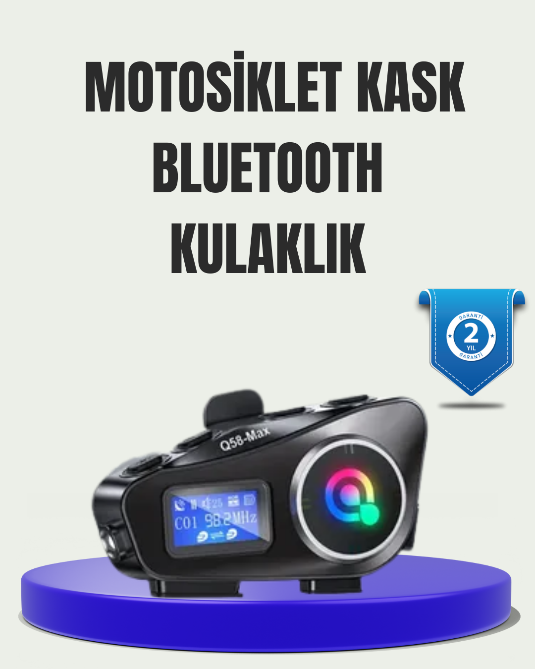 IP65 Suya Dayanıklı Kask Bluetooth Kulaklık LCD Ekranlı - Lisinya