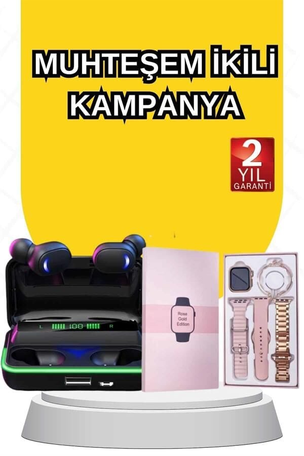 Bileklik Hediyeli Akıllı Saat ve Dijital Göstergeli ANC Özellikli Bluetooth Kulaklık