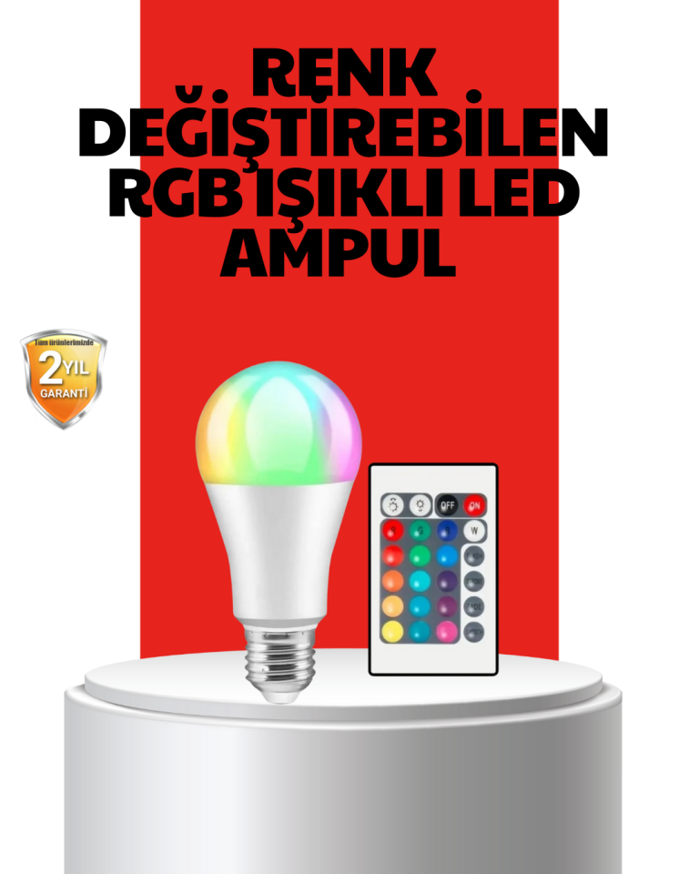 RGB Uzaktan Kumandalı LED Ampul 16 Renkli A Kalite Orijinal - Lisinya