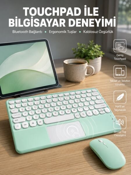 Profesyonel Wifi Q Klavye Bluetooth Klavye Touchpad 10.8 Inç Yeni Nesil - Lisinya