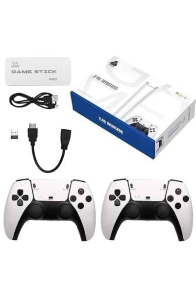 4K HD Görüntü Kaliteli Retro Game Stick 20000 Oyunlu Çift Kollu Beyaz Game Stick