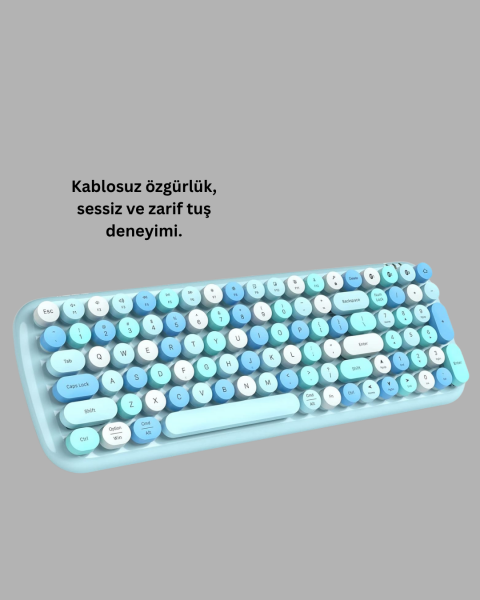 Kablosuz Klavye ve Mouse Seti – Sessiz Tuş, Retro Tasarım - Lisinya