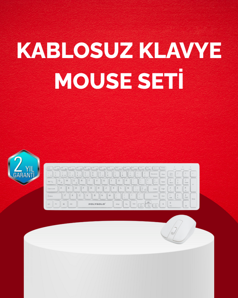 Tam Boy Kablosuz Klavye Mouse Seti - Gelişmiş Bağlantı ve Sessiz Performans - Lisinya
