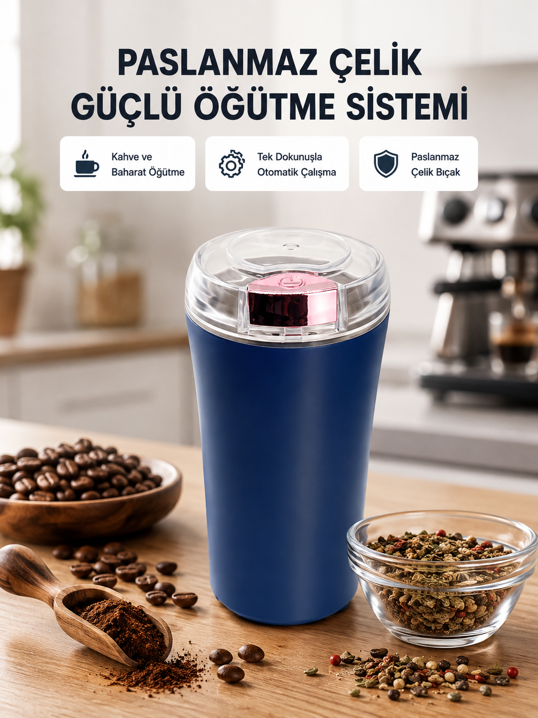 Paslanmaz Çelik Kahve ve Baharat Öğütücü – Otomatik Mekanizma - Lisinya