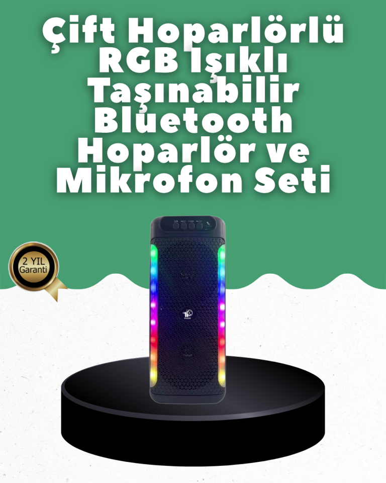 YamanHobi Çift 4 İnç Hoparlörlü Bluetooth Ses Sistemi Mikrofonlu Siyah