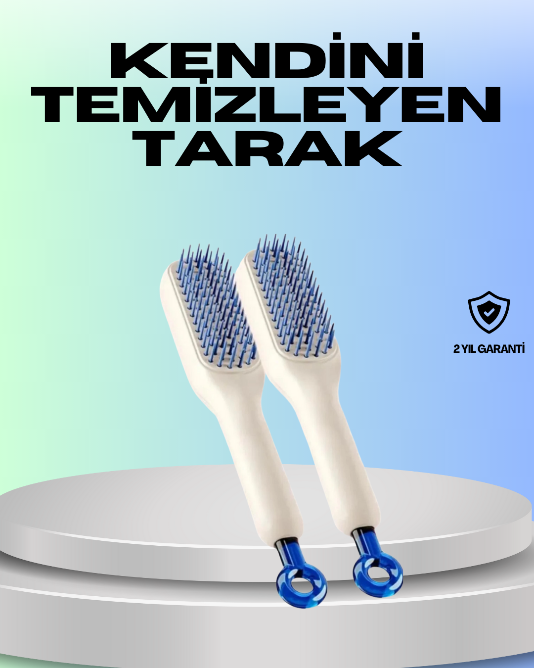 Kendini Temizleyen Ergonomik Saç Tarağı – ABS Gövde, Silikon Diş - Lisinya