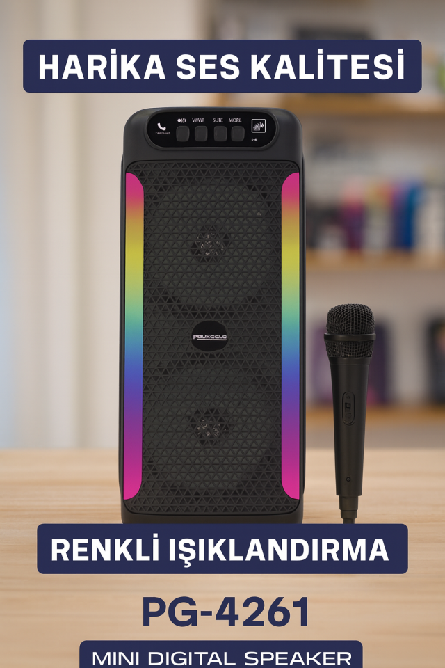 YamanHobi Çift 4 İnç Hoparlörlü Bluetooth Ses Sistemi Mikrofonlu Siyah
